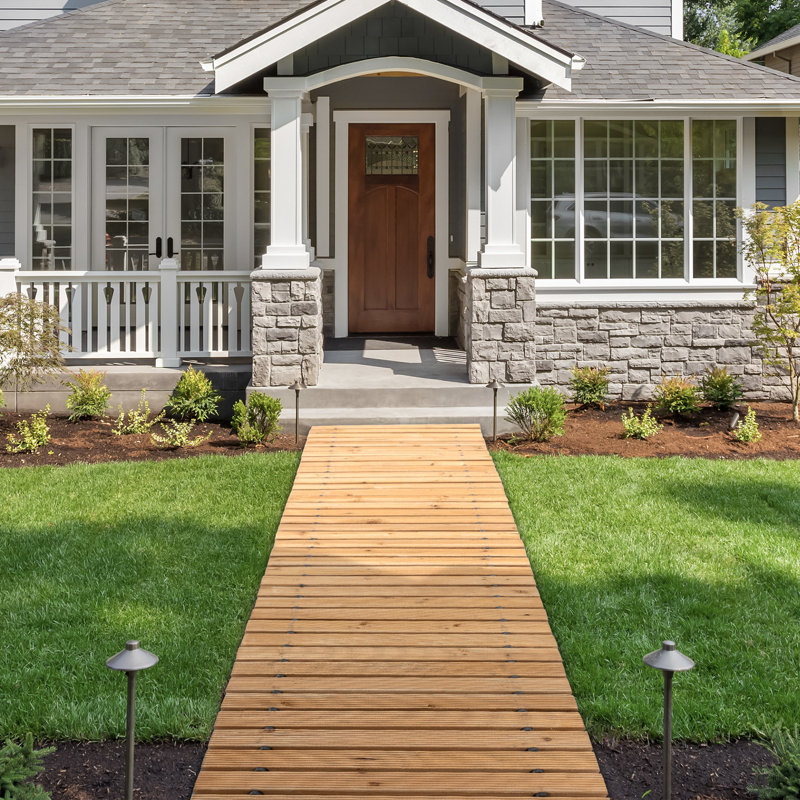 Allée de jardin en bois pour l'extérieur, H 0,60 po x l 144 po x P 17 po, Jaune