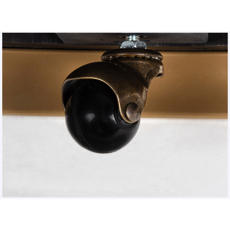 Ensemble de table basse et de table de bout 3 pièces Modern | Dessus en marbre et base à finition dorée avec roulettes