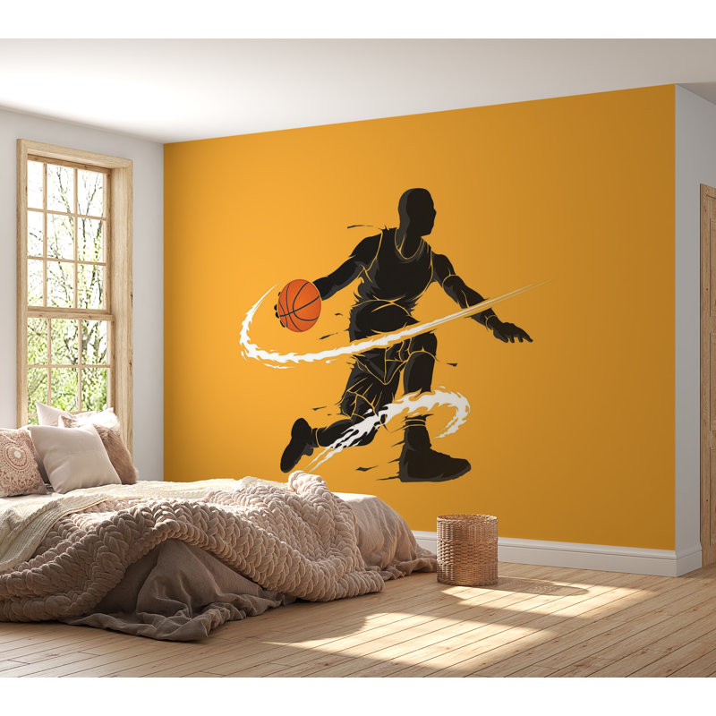 Papier peint de qualité supérieure - Silhouette d'un joueur de basketball, L 120 po x l 180 po