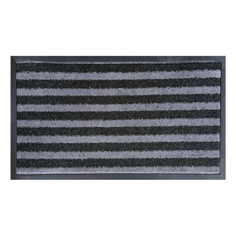 Tapis de porte polyvalent gris et noir à rayures