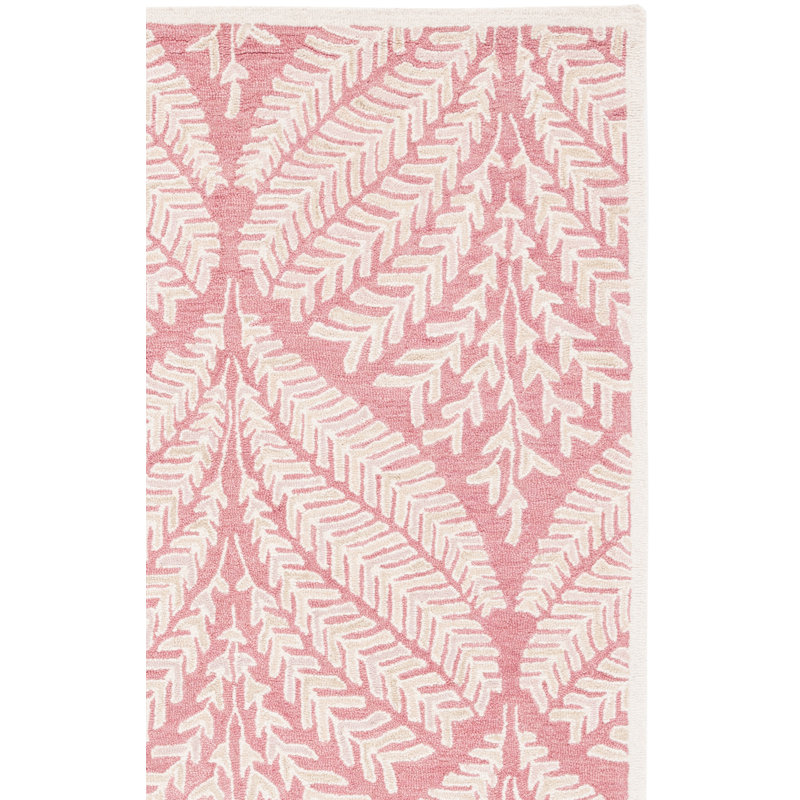 Tapis rose / ivoire en laine touffeté à la main Jashona, Tapis de couloir 2 pi 3 po x 11 pi