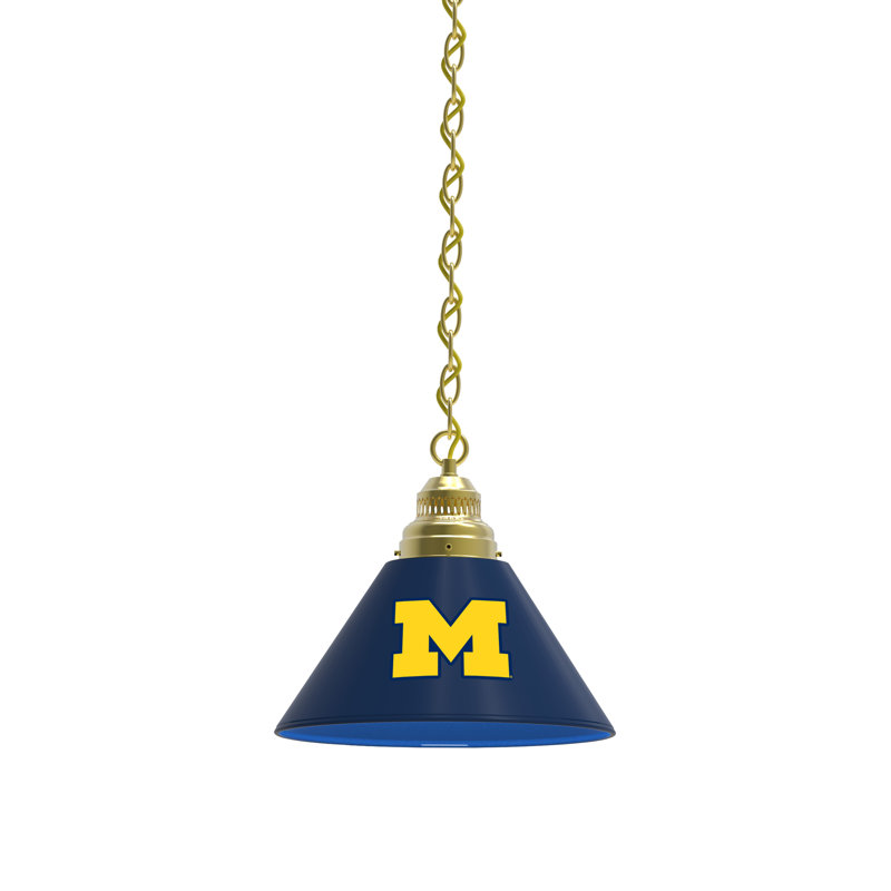 1 - Light Single Pendant, Brass, Michigan Wolverines
