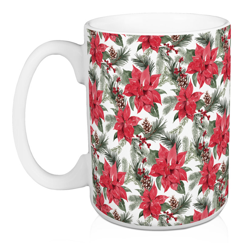Tasse Holiday à motif poinsettia