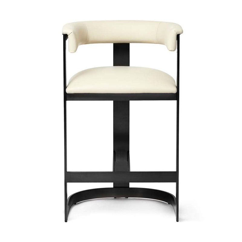 Tabouret de comptoir Darcy II,  Noir mat / crème chamois, Tabouret de comptoir (siège d'une hauteur de 27 p