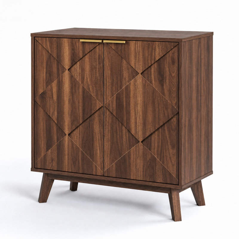 Armoire Mid-Century moderne 31,5 "avec portes à motif de losanges, buffet à 2 portes pour le salon, la cuisine et le vestibule
