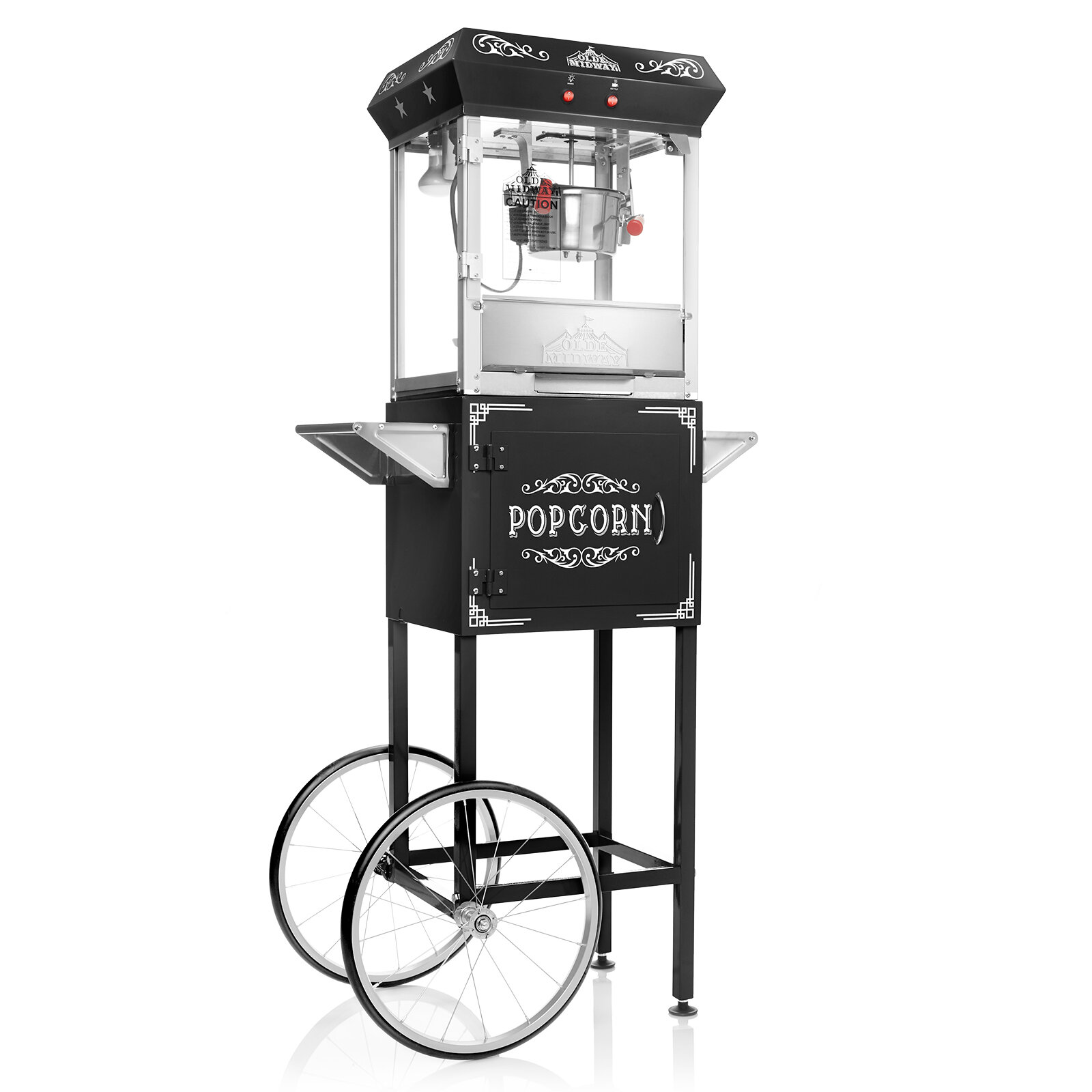 Olde Midway Movie Theater-Style Popcorn Machine Popper with Cart and 8 oz Kettle, Cream