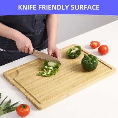 Planche à découper en bois pour la cuisine, très grande planche à découper en bambou, planche à découper réversible avec rainure et poignées, planche à découper pour la viande, les légumes, les fruits