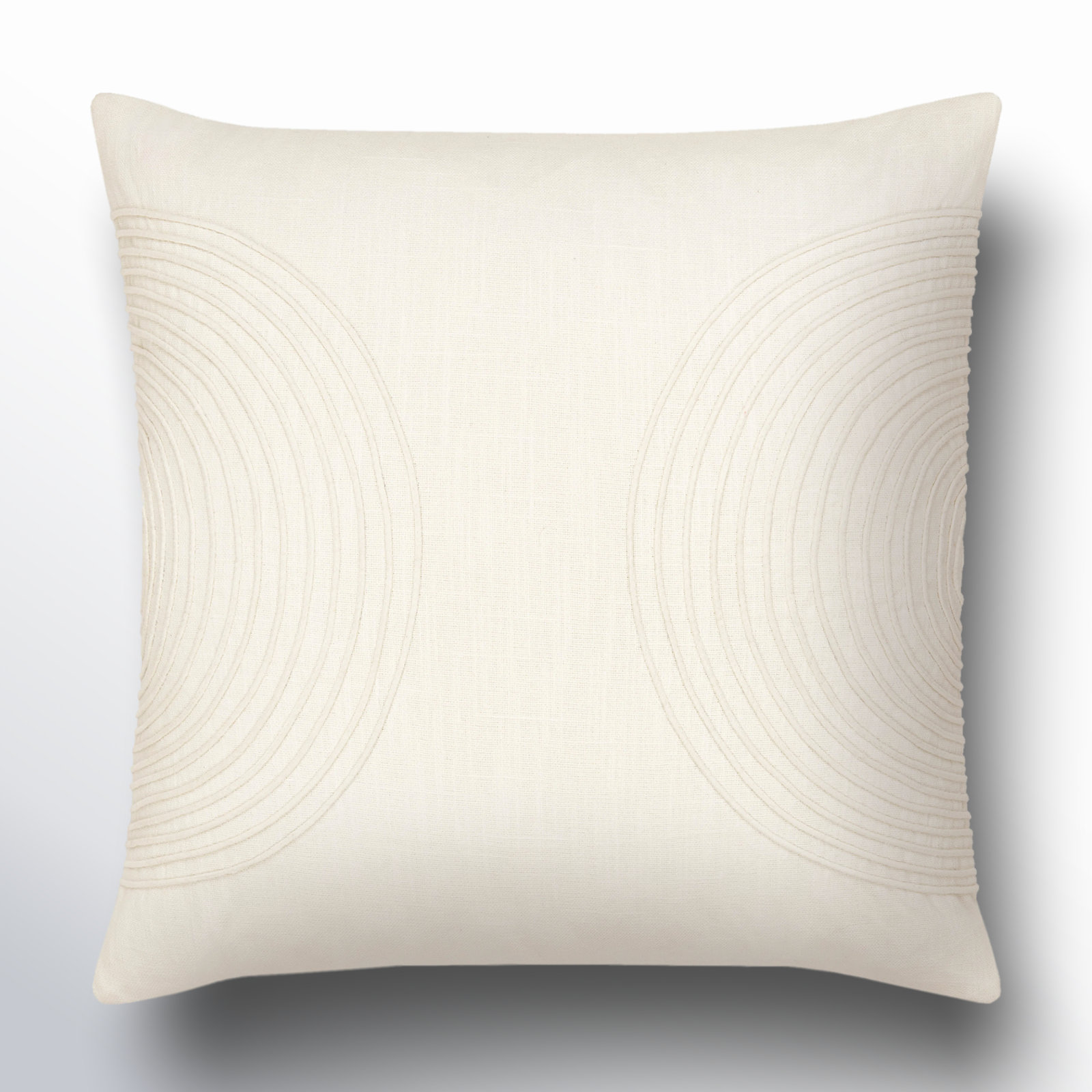 Rida Embroidered Cotton Throw Pillow, White, 18" x 18", Polyester/Polyfill