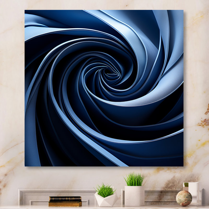 Spiraling Blue Abstract Vortex II - Abstract Spirals, art mural, Toile tendue, H 16 po x l 16 po x P 1 po