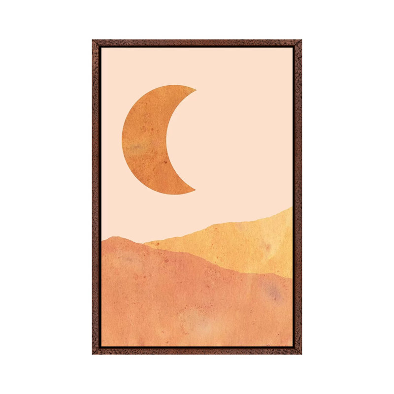 Crescent And Dunes by Whales Way - Print on Canvas, 66.04cm H x 45.72cm W x 3.81cm D, Classic Brown Wood Framed