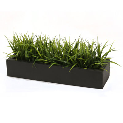 8'' Faux Onion Grass Grass in Fiberstone Planter