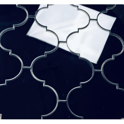 Reflections 5.625 in. x 5.625 in. Glass Mirror Big Lantern Arabesque Mosaic Decorative Kitchen & Bathroom Wall Tile