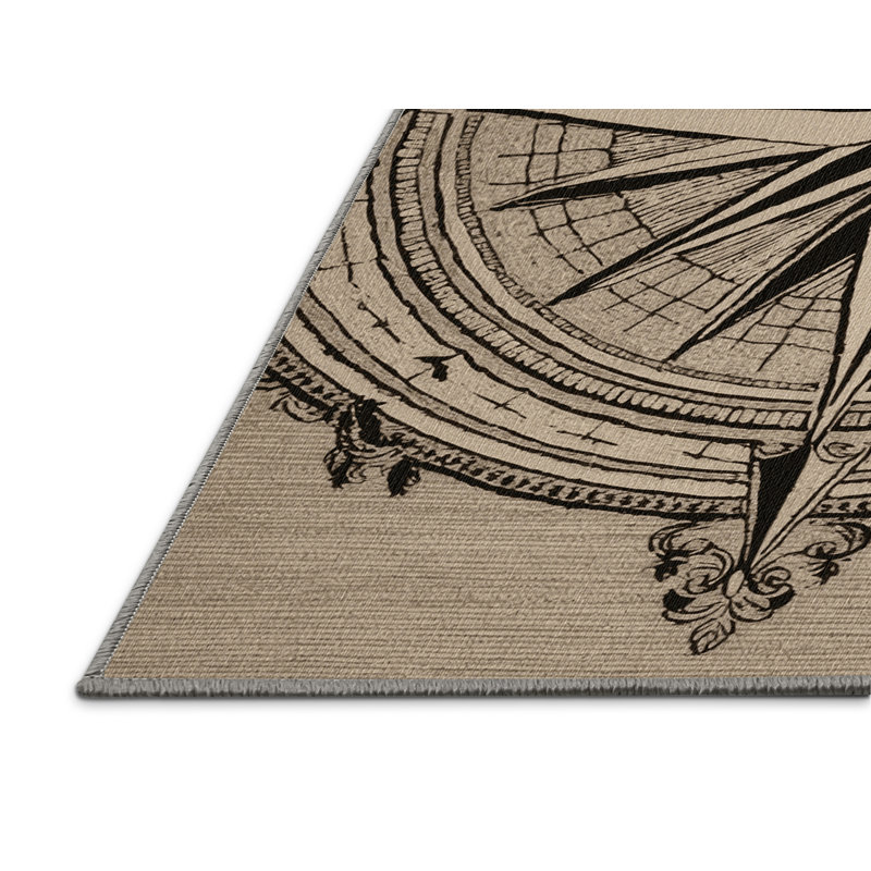  Tapis bord de mer lavable Grand Compass Rose, Rectangle 5 pi x 7 pi