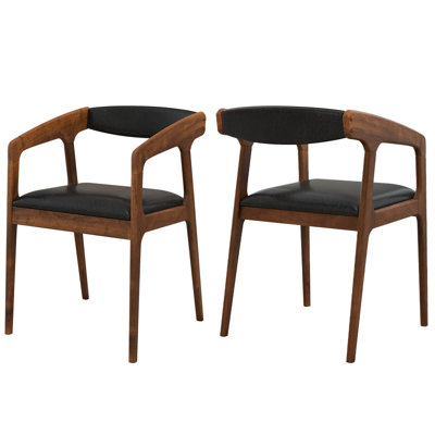 Set of 2 Accent Chairs PU Leather Upholstered Armchairs w/ Cozy Backrest
