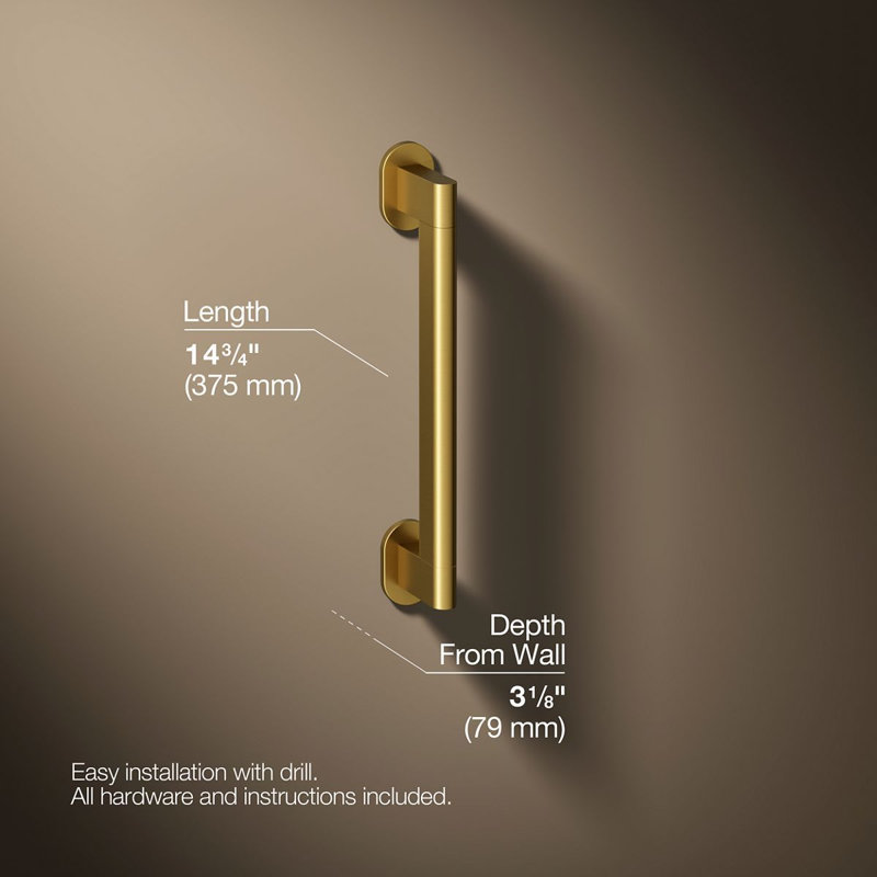 Belay Grab Bar, Brushed Brass, 1.75" H x 12" L