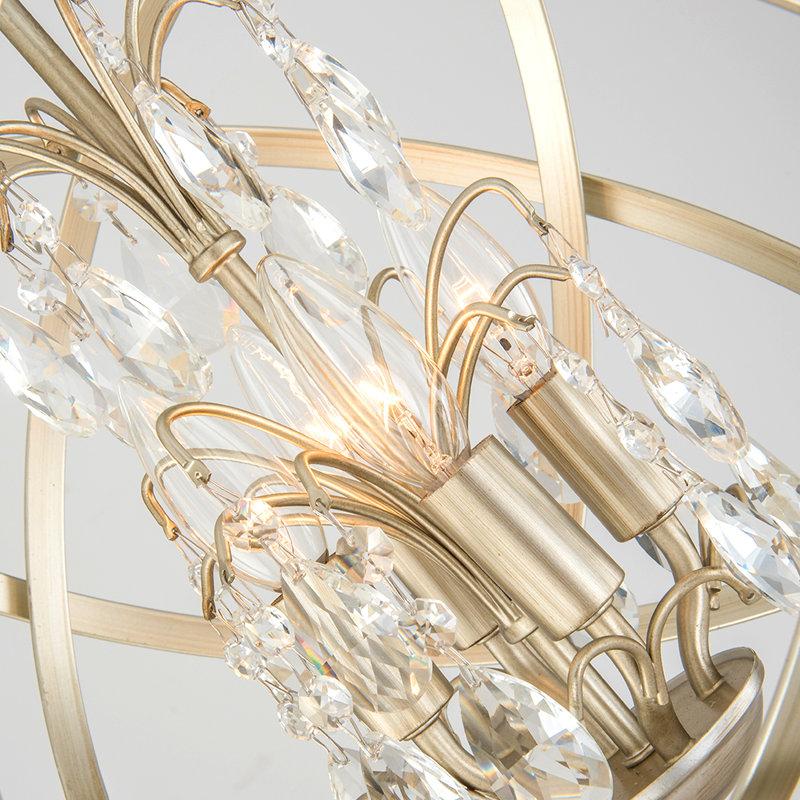 Plafonnier encastré en cristal sphérique à 4 lumières rappaport, Or champagne
