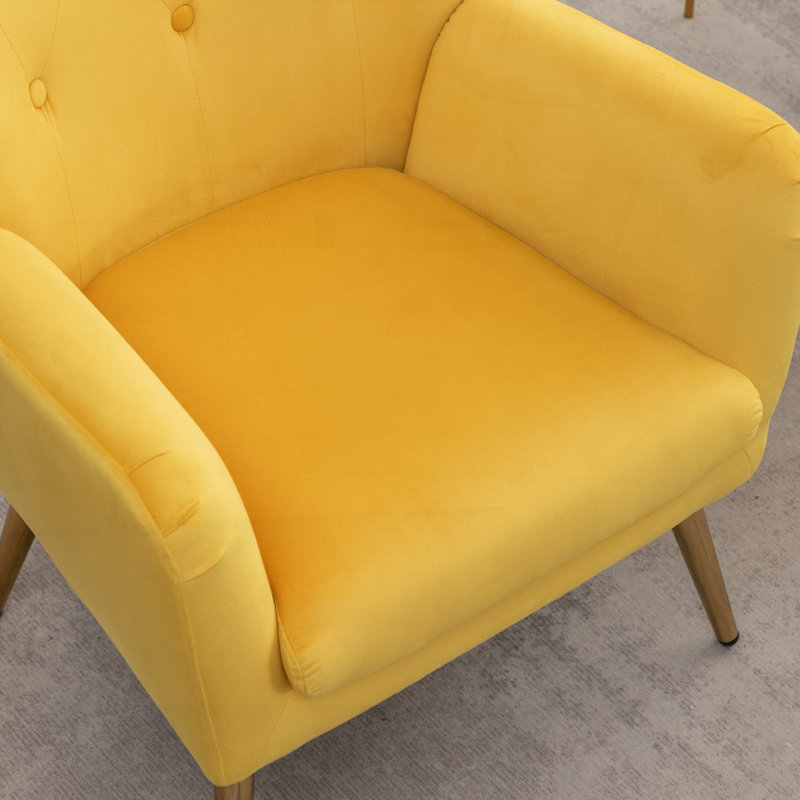 Fauteuil capitonné à 4 pieds Sovarol, Jaune