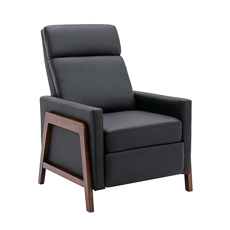 Latyra Faux Leather Recliner, Black Faux Leather