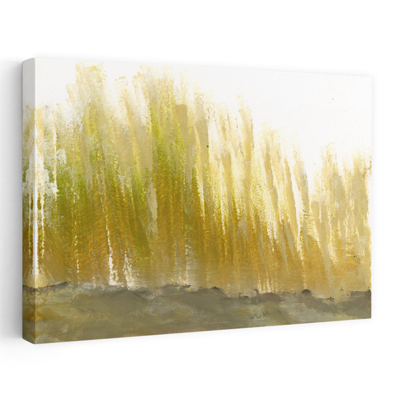 Soleil doré, prairie traditionnelle vibrante, paysage abstrait, art mural, H 60 po x l 40 po