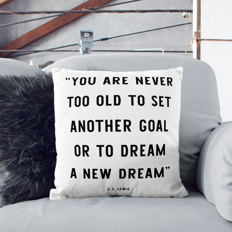 Dream A New Dream Typography Square Throw Cushion, 40cm H x 40cm W x 15cm D