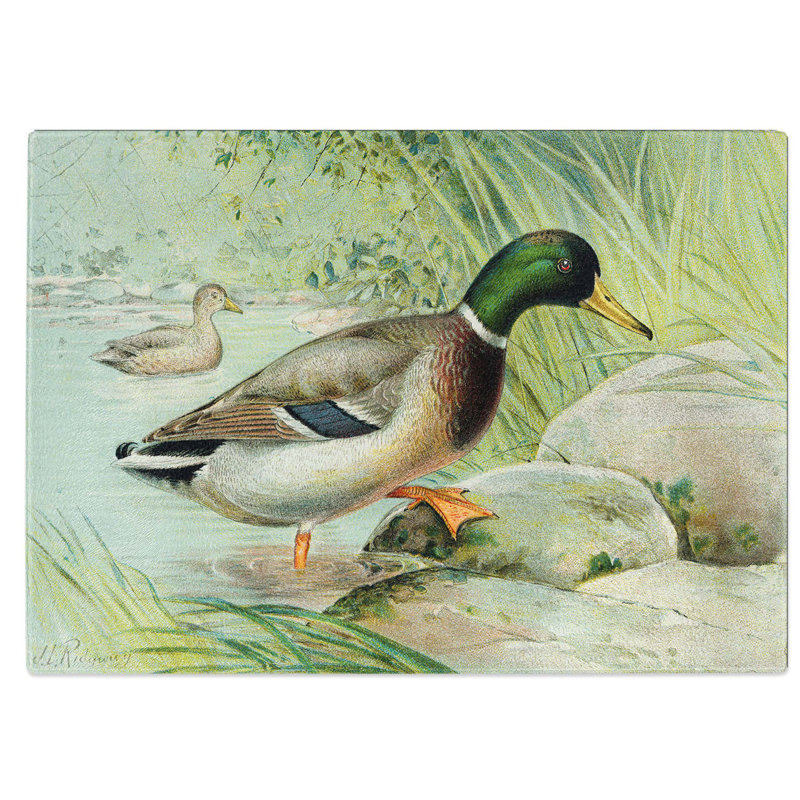 Glass Mallard Duck by J.L. Ridgway Chopping Board, 39 cm W x 28.5 cm L