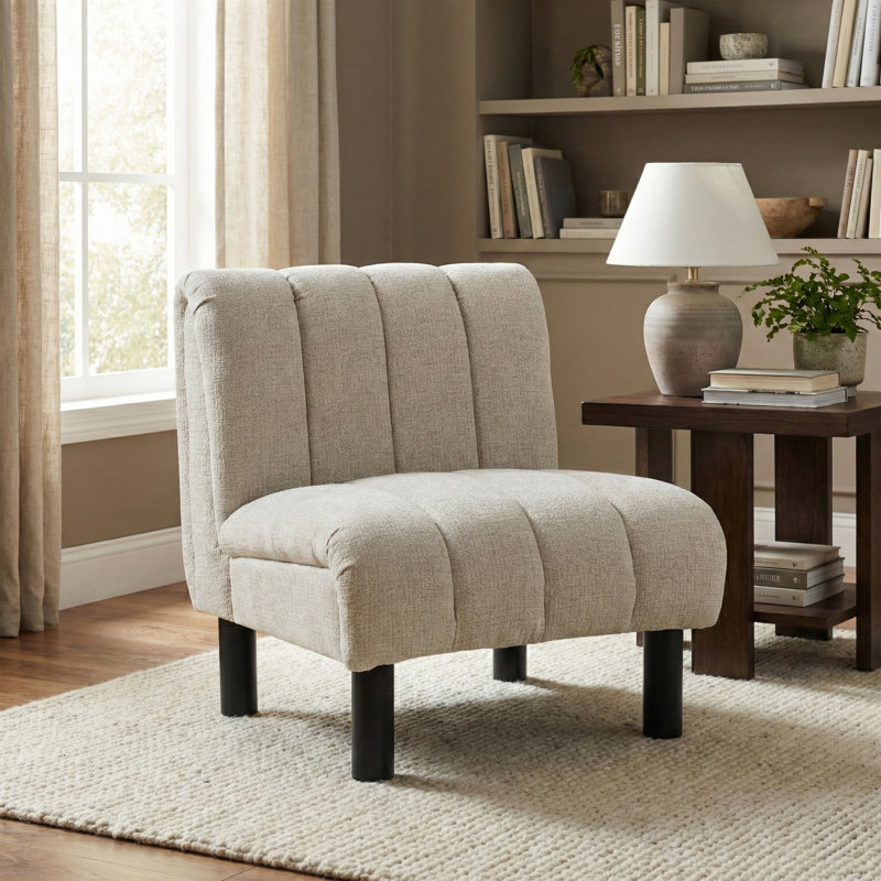 Aljohara Premium Sofa Touch Fabric Accent Chair, Oatmeal