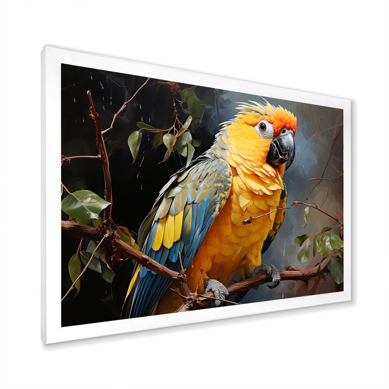 Perroquet harmonie tropicale - décoration murale perroquet, Cadre photo blanc, H 34 po x l 44 po x P 1,5 po