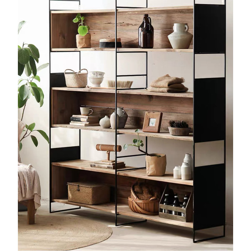 Industrial Rustic Wood and Metal Ladder Bookshelf