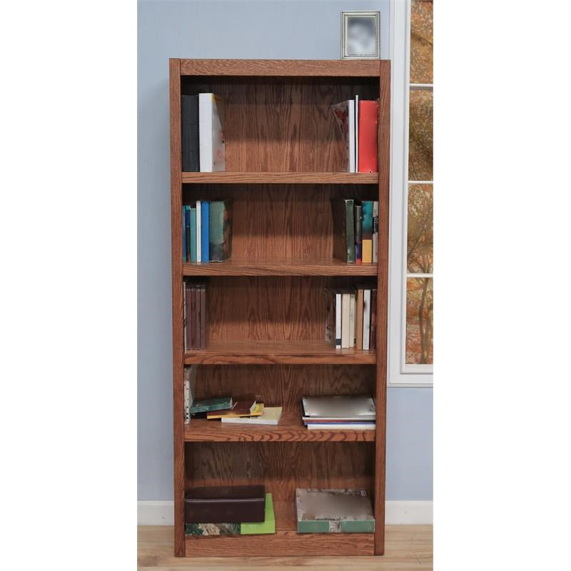  Bibliothèque à 5 tablettes simple en bois l 30 "x H 72", Chêne