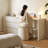 L-shaped Solid Wood Desk with Movable Body