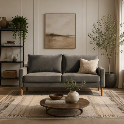 Causeuse rembourrée en velours de style moderne et minimaliste, canapé compact à 2 places à ressorts hélicoïdaux pour salon