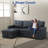 82-inch Sleeper Sofa, Upholstered Pull Out Sectional Sofa with Storage Chaise, L-Shaped Corner Reversible Sleeper Sectional Sofa-2127227170