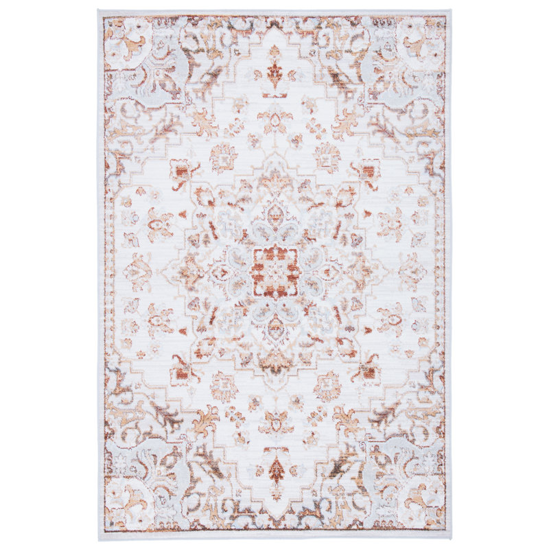 Sonia Oriental Beige/Grey Red Area Rug, Rectangle 6' x 9'