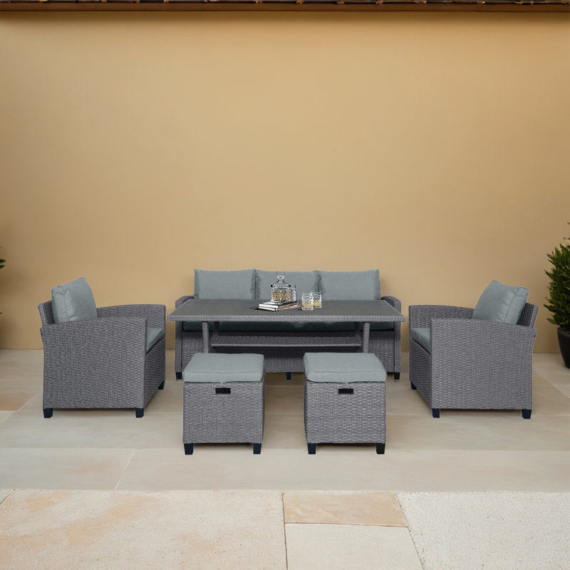 Ensemble de conversation pour canapé modulaire d'extérieur 6 pièces 6 pièces, Gris