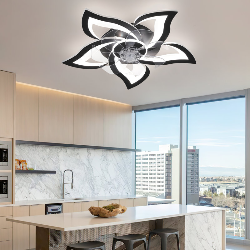 Modern 7-Blade Ceiling Fan With 5 Lights – Remote Control, 6-Speed Reversible Blades, Dimmable & Timer Function