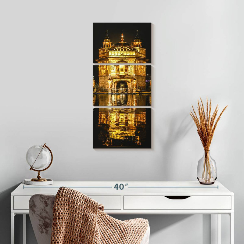 Temple At Night, 27" H x 12" W