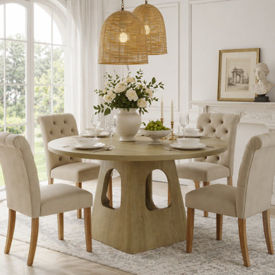 Round Dining Table with Storage Base for 4-6