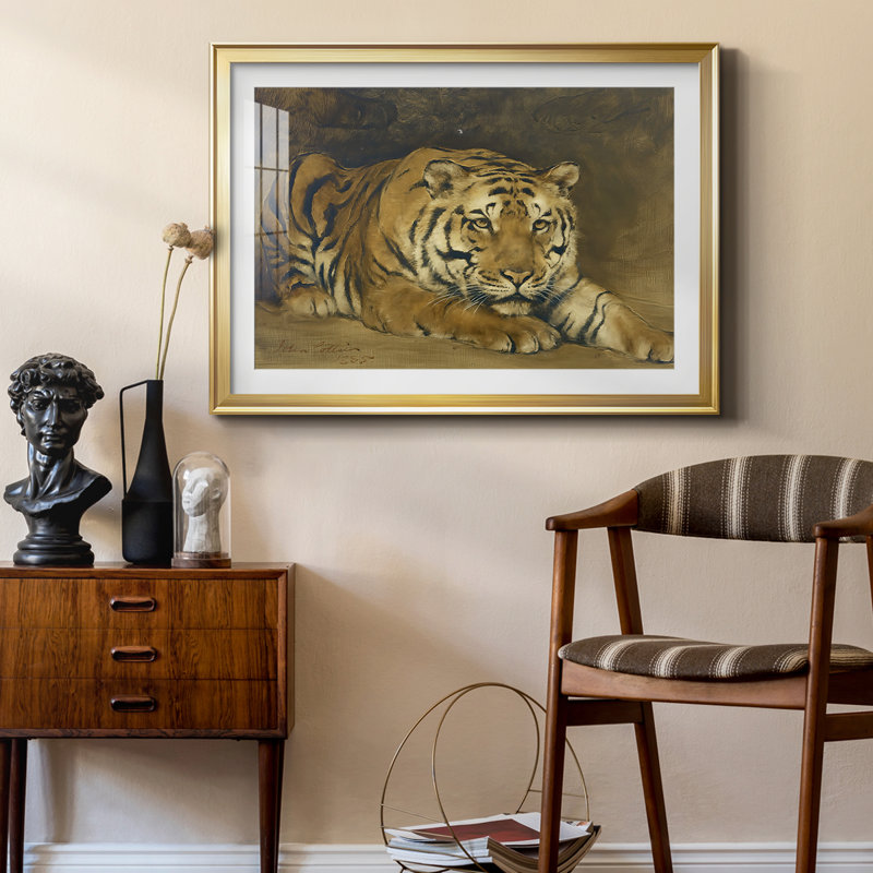 A Tiger-John Collier - Toile tendue avec châssis, 1885, 22,5 x 30,5, Impression encadrée, Or