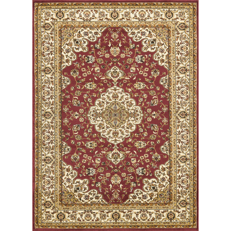 Elvia Traditional, Medallion Red Area Rug, 2'x3'