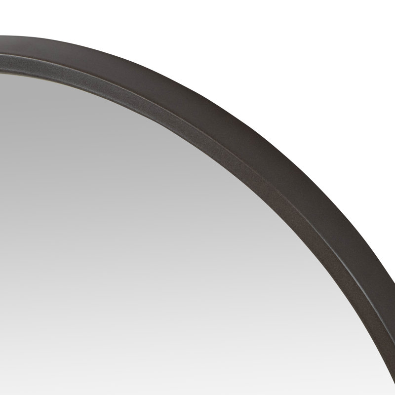 Bali Round Metal Modern Wall Mirror, 24" x 24", Dark Gray