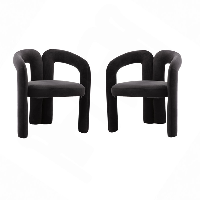 Chaise avec accoudoirs Keyt, Velours noir, H 27,95 po x l 25,2 po x P 19,88 po