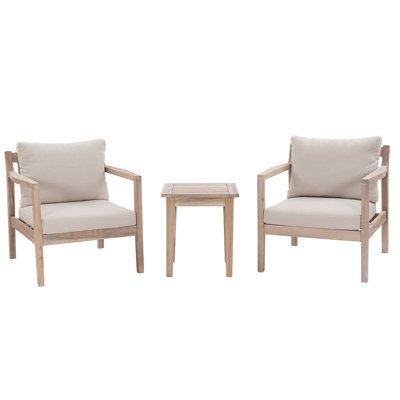 Amina 3-Piece Cushioned Outdoor Seating Group with End Table