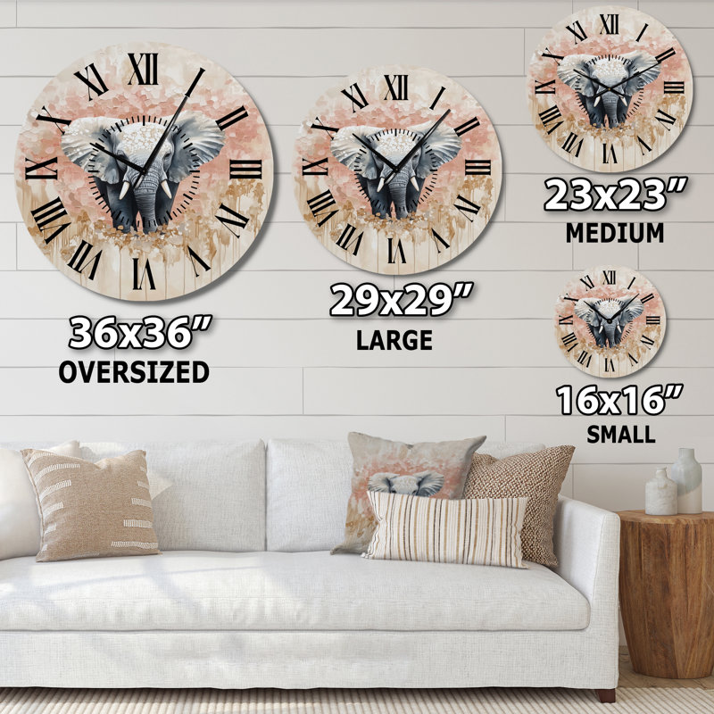 Horloge murale Gentle Elephant Dream - Rustic, Grand