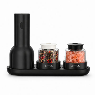 Rechargeable Electric Salt And Pepper Grinder Set With 2 Refillable Glass Shakers, Adjustable Coarseness, One-Hand Operation, Spice Mill For Kitchen, Dining & BBQ