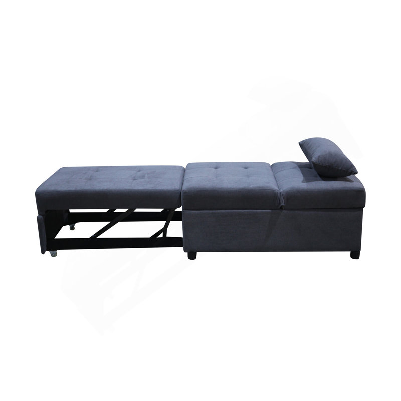 Folding Ottoman Sofa Bed Dark Grey, Dark Grey Velvet
