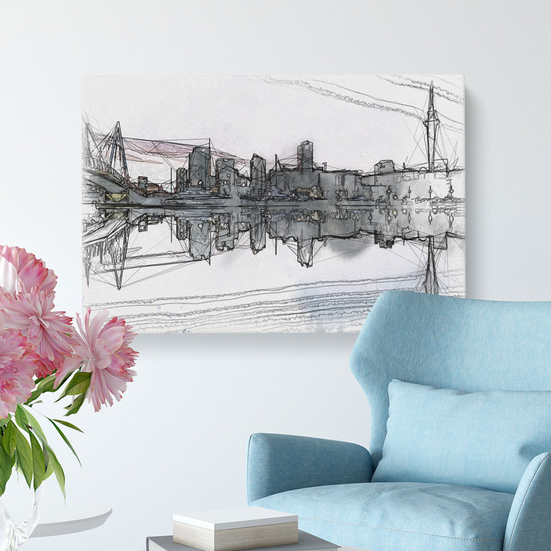 Auckland Skyline In New Zealand - Wrapped Canvas Painting, 60cm H x 91cm W x 3cm D
