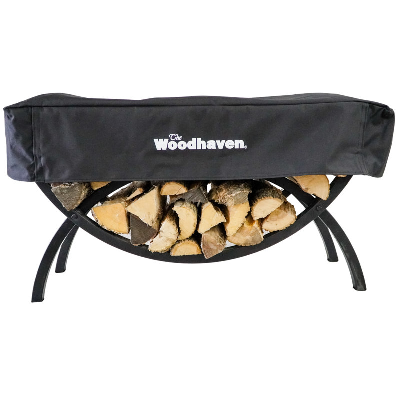 40'' W Metal Log Rack, Black
