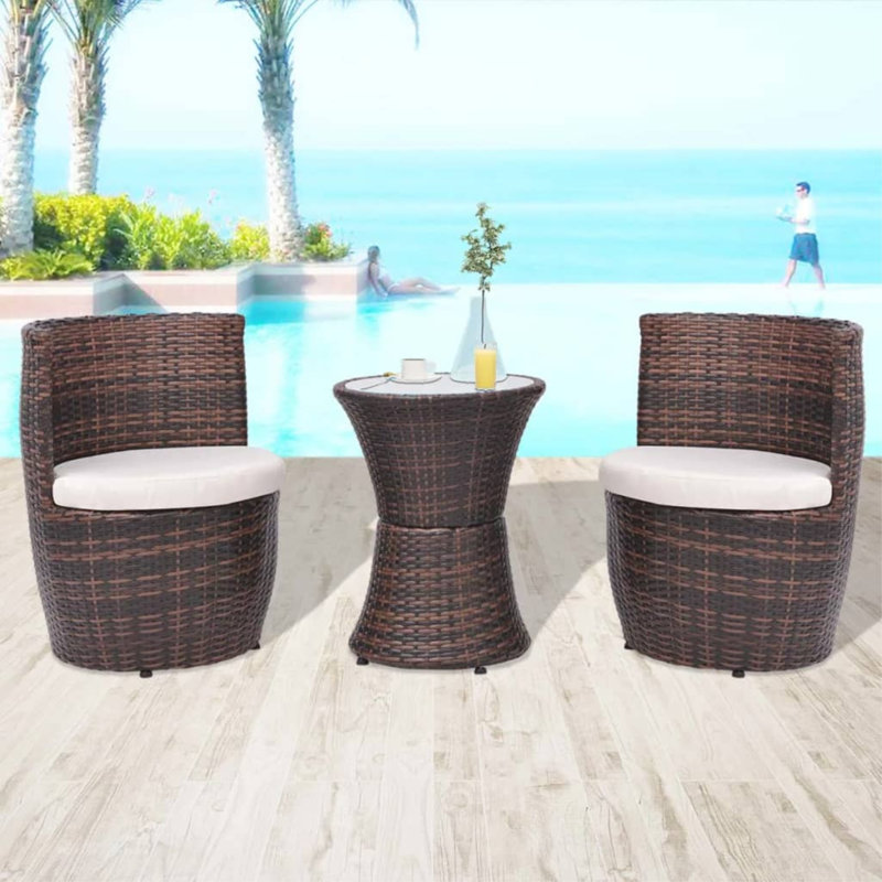 Ensemble bistro Sharene, Structure brune / Coussin blanc