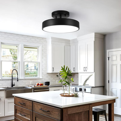 Plafonnier semi-encastré, éclairage de plafond près du plafond de 12 po, luminaire à DEL de 18 W, cadre en métal et abat-jour en acrylique, 4 000 K, sans intensité variable