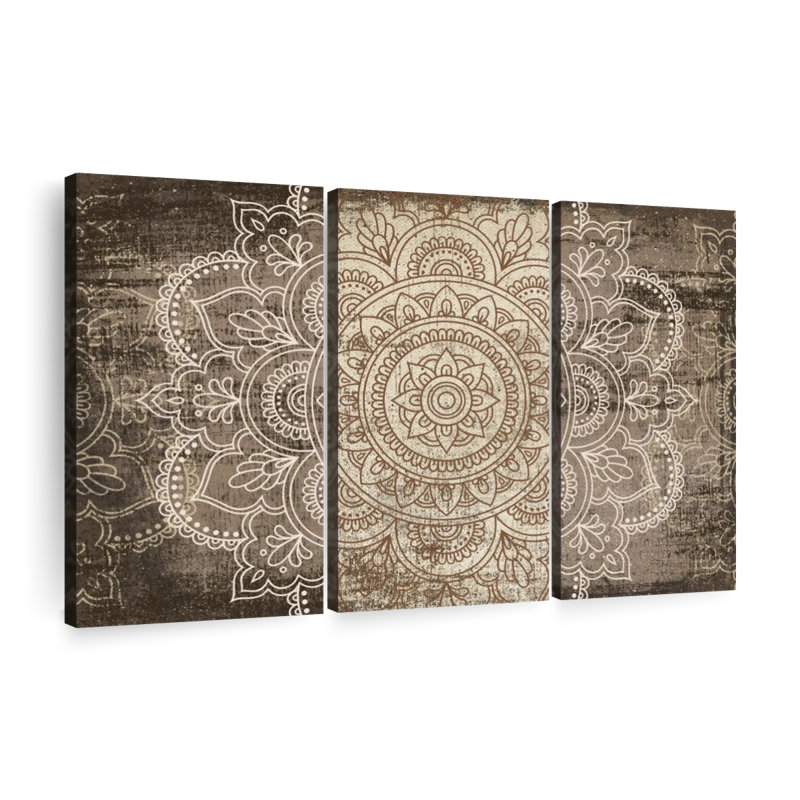 Ensemble de 3 pièces mandala sur toile, H 24 po x l 38 po x P 1,25 po